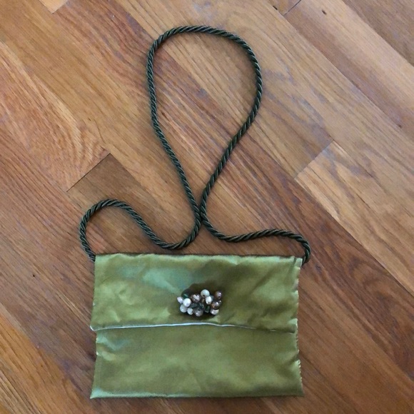 Metallic Green Jewelry Pouch with Roped Strap
